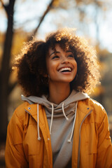 Black Woman Smiling in a Store, Reflecting Warmcore