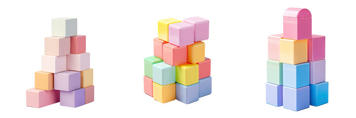 Small plastic blocks on transparent background