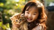 girl with cute cat, generative ai