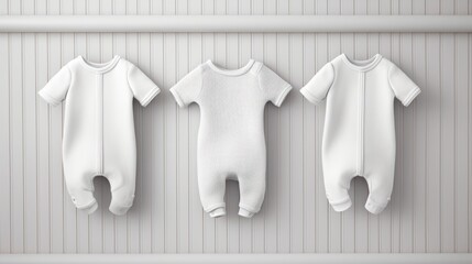 Wall Mural - Kids Bodysuits in White Color. AI generated