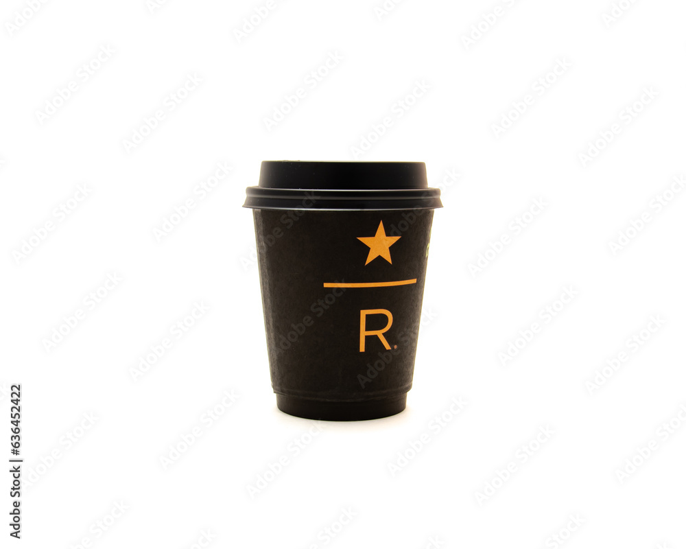 Starbucks Letter R Black paper cup with R and star logo of Reserve, exclusive and premium ...