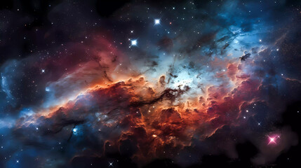 Wall Mural - space scene with stars, planets and asteroids in the galaxy. panorama. universe filled with stars, p