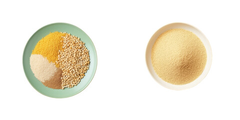 Wall Mural - Preparing a nutritious dish with raw millet on a transparent background plate
