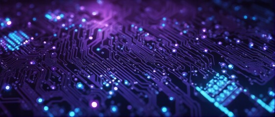 High resolution abstract blue and purple technology circuit board background