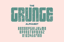 Vintage Grunge Alphabet Design. Modern Stylized Font And Number