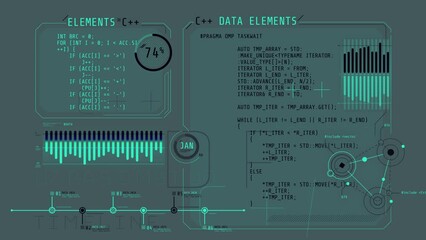 Canvas Print - coding and infographics in the hud interface.