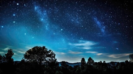 Poster - Glimmering stars, silver moon, milky way galaxy.