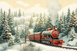 steam locomotive on the background of the winter landscape.