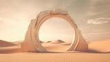 Fototapeta Natura - A sand art sculpture emerges in the heart of the desert, embodying the ethereal aesthetic. This masterpiece, crafted from the grains of the desert itself, blurs the boundaries between nature and art