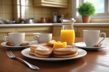 Wall Mural - breakfast with orange juice