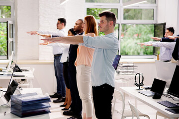 Wall Mural - People Doing Corporate Yoga Workout