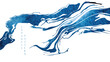 © Marukopum - Blue brush stroke texture with Japanese ocean wave pattern in vintage style. Abstract art landscape banner design with watercolor texture vector