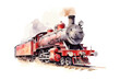 © Tamara - Old vintage steam locomotive watercolor. Vector illustration design.