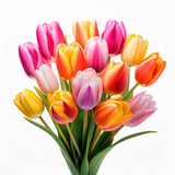 Fototapeta Tulipany - Colorful tulip flowers on a white background.