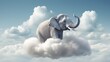 Ein Elefant schwebt auf Wolke Sieben