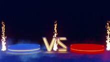 Battle Arena Video Background. VS. There Are Two Podiums For The Matches, And They Are Surrounded By Fire And Fog Effects. Behind The Podium There Is An Iron Fence