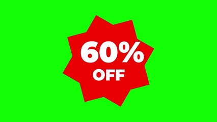 Wall Mural - 60% off discount animation on green screen background