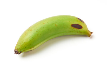 Unripe bananas (green) isolated on white background, unripe bananas are versatile, high in fiber, help with weight loss, good source of vitamins, good for diabetics and treat acid reflux.