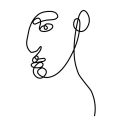 Canvas Print - Continuous Linear Silhouette of Female Face