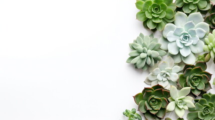 Wall Mural - header with succulent plants on a white background