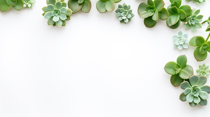 Wall Mural - header with succulent plants on a white background