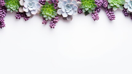 Wall Mural - header with succulent plants on a white background