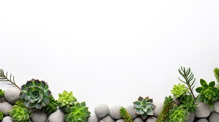 Wall Mural - header with succulent plants on a white background