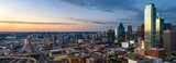 Fototapeta Uliczki - Dallas Splendor: Aerial 4K Image of Beautiful Blue Skyline and Buildings in Dallas  Texas