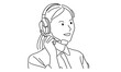 line art of a technical support staff member with headphones