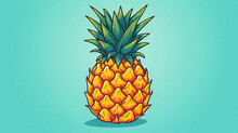 Hand Drawn Cartoon Fresh Tropical Fruit Pineapple Illustration
