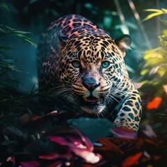 Wall Mural - Jaguar running in the jungle