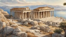 Illustrative Beauty Of The Parthenon With A Soothing Summer Atmosphere