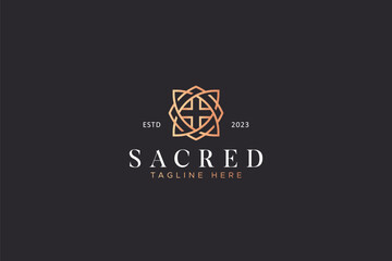 Canvas Print - Sacred Geometric Emblem Logo Gold Art Fashion Jewelry Religion Sign Symbol