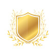 © Nganhaycuoi - Vector golden badge or shield with gold leaves