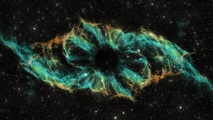 Wall Mural - Interstellar Space Travel Through Galaxy with Warped Eye Nebula Black Hole