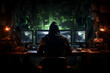 © Patrick Helmholz - Hacker sitting in front of monitors, illustration for cybercrime and cyberattack