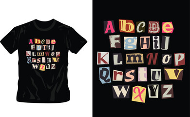 Wall Mural - alphabets t-shirt design editable template