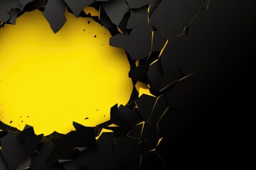 Wall Mural - Bright yellow torn paper inside a black hole