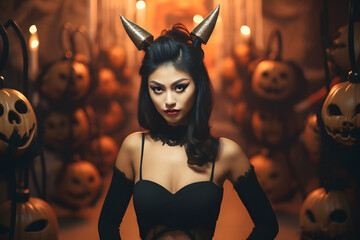 Wall Mural - devil woman with horns