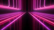 3D Render of a Room with Glowing Fuchsia Neon Lines. Abstract Background