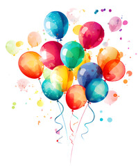 Canvas Print - Color balloons watercolor illustration isolated on transparent background