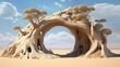 Embrace the juxtaposition of life and barrenness with a sand sculpture of a tree, its detailed branches standing in defiance against the desert's solitude. This artistic masterpiece fuses nature