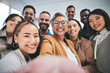 © Azee Jacobs/peopleimages.com - Work selfie, portrait and happy business people together for bonding, team building or group. Smile, diversity and a mature manager taking a photo with friends for social media, about us or faq