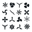 © kolonko - Vector screw fan prop tyrbine blade motor. Rotor shape boat air propeller symbol industry cooler airflow.