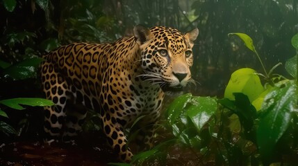 Tiger in a green forest 