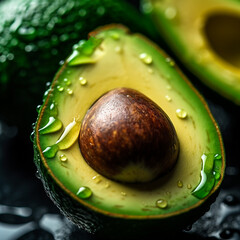 Wall Mural - Close up avocado on dark background.