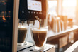 © artsterdam - Coffee cup in vending coffee machine, illustration. Generative AI. Coffee shop, beverage, drink, drinking, food and meal, image