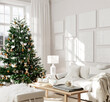 Christmas interior of a living room in a classic style with , 3d render