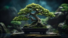 Bonsai Tree In Pot Made With Ai Generative Technology