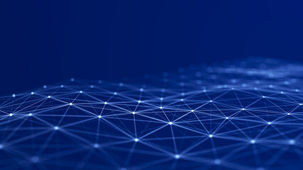 Wall Mural - abstract blue futuristic background. technological wave of information data flow. 3d rendering.